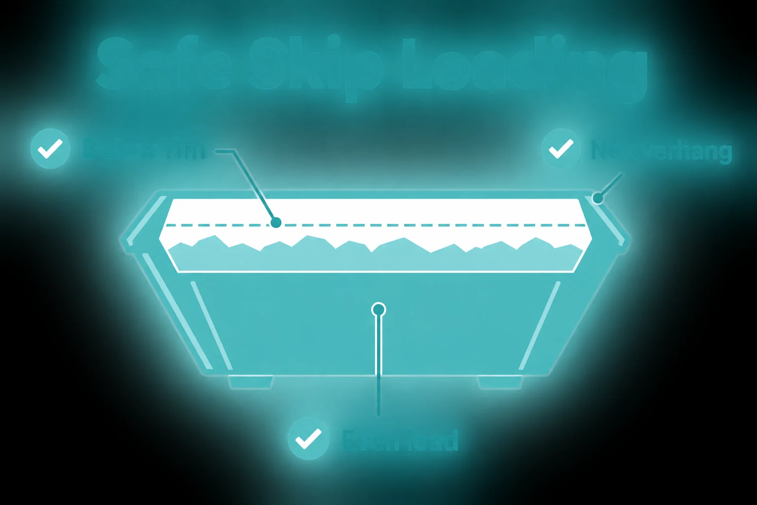 Graphic showing safe skip loading below the rim